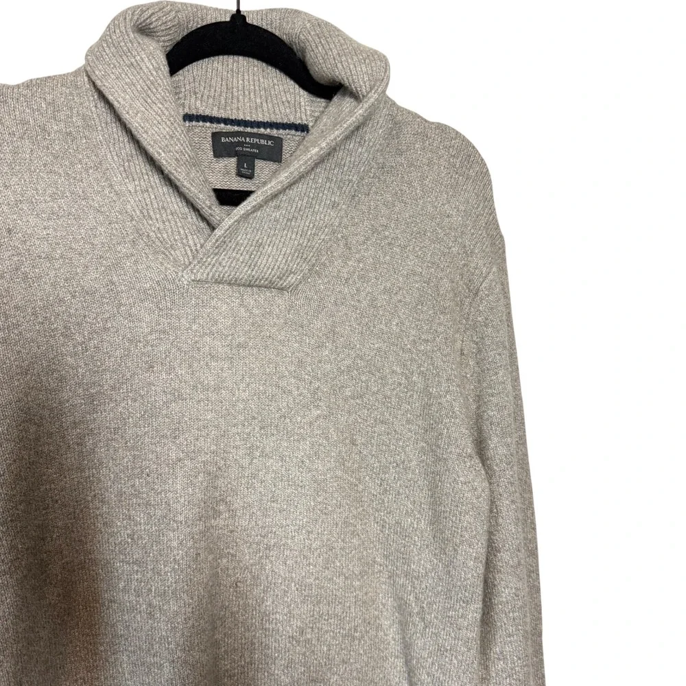 Banana Republic Mens Shawl Collar Sweater Knit Pullover Beige Size‎ L